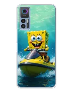 Чехол для TCL 30 Plus с картинкой «Спанч Боб на гидроцикле»