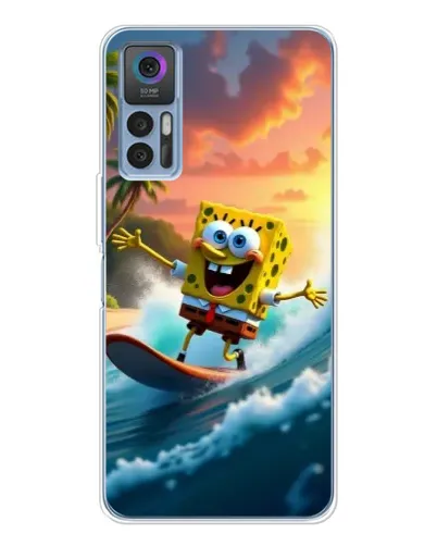 Чехол для TCL 30 Plus с картинкой «Губка Боб серфингист»