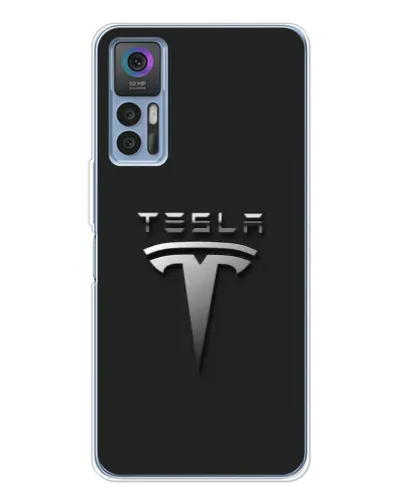 Чохол для TCL 30 Plus з картинкою «Сталевий логотип Tesla»
