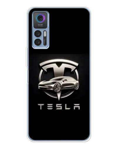 Чохол для TCL 30 Plus з картинкою «Tesla — срібне авто»