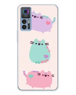 Чехол для TCL 30 Plus с картинкой «Pusheen трио»