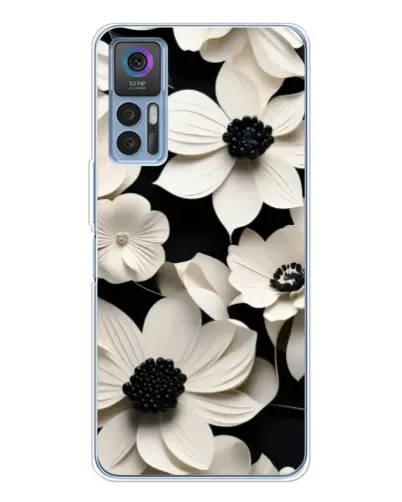 Чохол для TCL 30 Plus з картинкою «Об'ємні білі квіти»