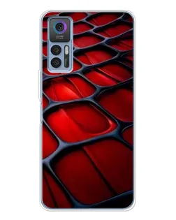 Чехол для TCL 30 Plus с картинкой «Красная глянцевая сетка»