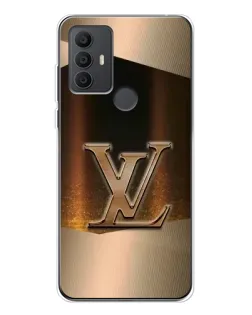 Чехол для TCL 30 SE с картинкой «LV — золотое сияние»