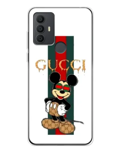 Чехол для TCL 30 SE с картинкой «Микки Маус Gucci — полосы»