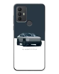 Чехол для TCL 30 SE с картинкой «Серебристый Cybertruck Tesla»