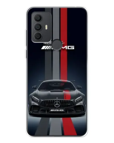 Чехол для TCL 30 SE с картинкой «Mercedes — белый карбон»