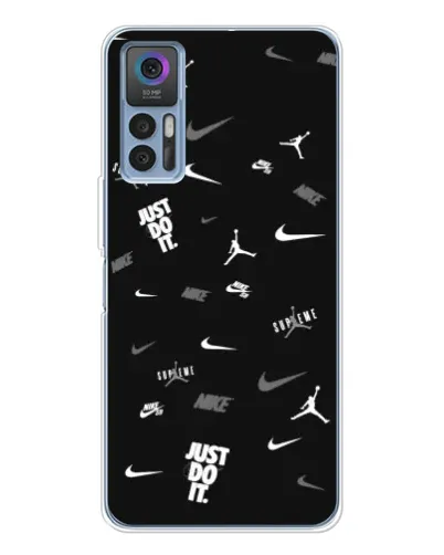 Чехол для TCL 30 с картинкой «Nike Black Pattern» Чехол для TCL 30 с картинкой «Nike Black Pattern»