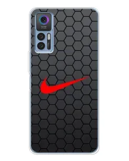 Чехол для TCL 30 с картинкой «Nike — карбоновая сетка»
