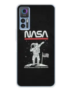 Чехол для TCL 30 с картинкой «NASA — шагаем по Луне»