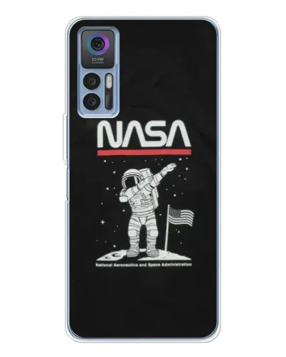 Чехол для TCL 30 с картинкой «NASA — шагаем по Луне»