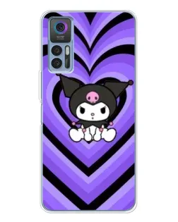 Чехол для TCL 30 с картинкой «Kuromi и фиолетовые сердца»