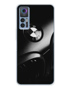 Чехол для TCL 30 с картинкой «Эмблема BMW — макро»