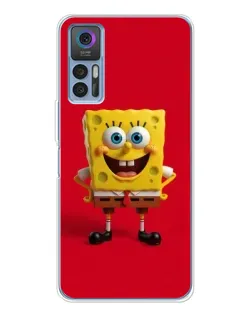 Чехол для TCL 30 с картинкой «Спанч Боб на красном»