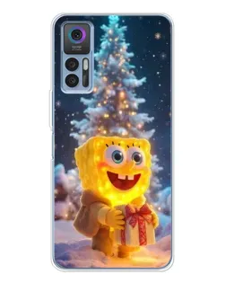 Чехол для TCL 30 с картинкой «Рождественский Спанч Боб»
