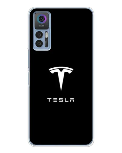 Чехол для TCL 30 с картинкой «Tesla White Logo»