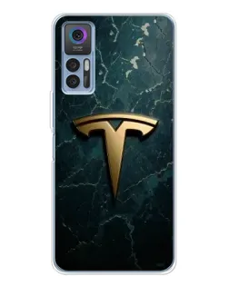 Чехол для TCL 30 с картинкой «Мраморная Tesla Gold»