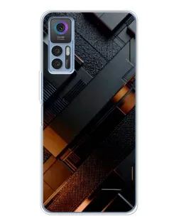 Чехол для TCL 30 с картинкой «Черные геометрические блоки»
