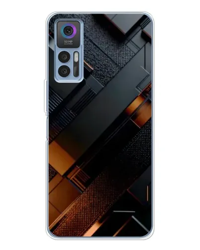 Чехол для TCL 30 с картинкой «Черные геометрические блоки»