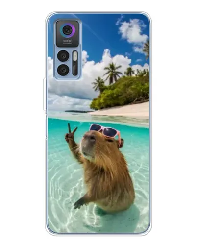 Чехол для TCL 30 с картинкой «Капибара на море»
