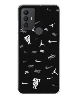 Чехол для TCL 306 с картинкой «Nike Black Pattern»