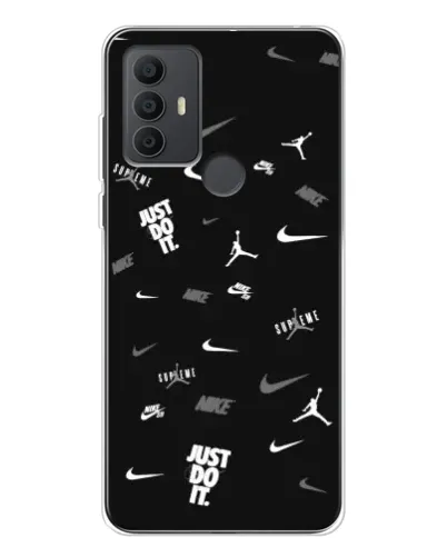 Чехол для TCL 306 с картинкой «Nike Black Pattern» Чехол для TCL 306 с картинкой «Nike Black Pattern»
