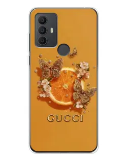 Чохол для TCL 306 з картинкою «Gucci — золоті метелики»