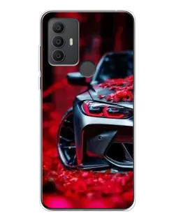 Чохол для TCL 306 з картинкою «Спортивна BMW та квіти»