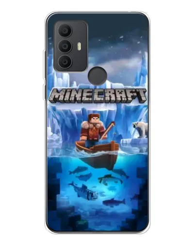 Чехол для TCL 306 с картинкой «Minecraft ледяной мир»