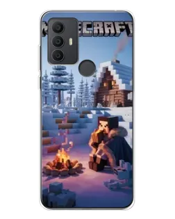 Чехол для TCL 306 с картинкой «Зимний Minecraft»