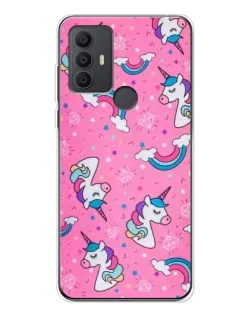 Чехол для TCL 306 с картинкой «Unicorn паттерн розовый»