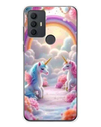 Чехол для TCL 306 с картинкой «Радуга и единороги»