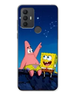 Чехол для TCL 306 с картинкой «Губка Боб и Патрик ночью»