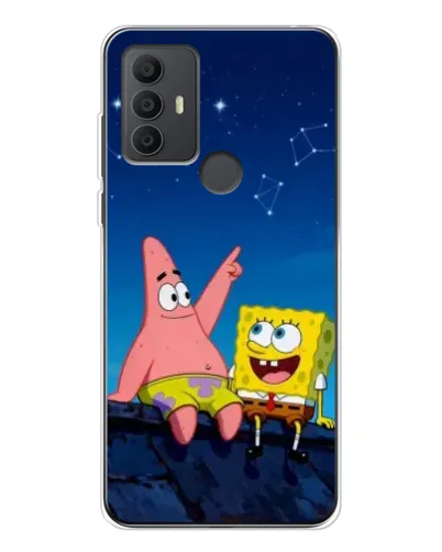 Чехол для TCL 306 с картинкой «Губка Боб и Патрик ночью»