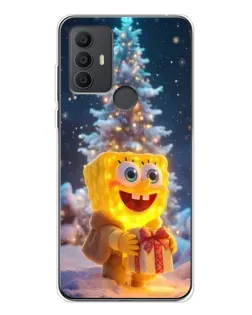 Чехол для TCL 306 с картинкой «Рождественский Спанч Боб»