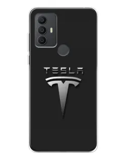 Чехол для TCL 306 с картинкой «Стальной логотип Tesla»