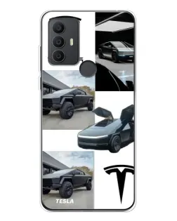 Чехол для TCL 306 с картинкой «Коллаж Cybertruck Tesla»