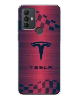 Чехол для TCL 306 с картинкой «Тесла красный карбон»