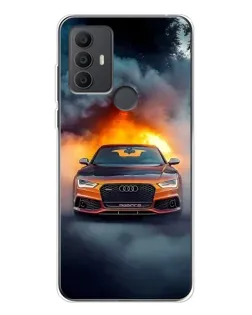Чехол для TCL 306 с картинкой «Audi в огненном дыму»