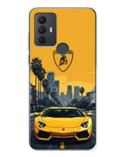 Чехол для TCL 306 с картинкой «Желтый Lamborghini город»