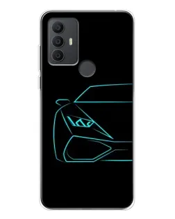 Чехол для TCL 306 с картинкой «Голубой силуэт Lamborghini»