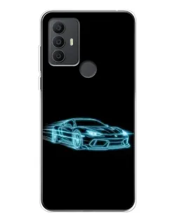 Чехол для TCL 306 с картинкой «Неоновый контур Lamborghini»