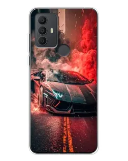 Чехол для TCL 306 с картинкой «Lamborghini красный дым»
