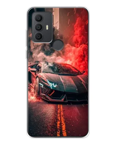 Чехол для TCL 306 с картинкой «Lamborghini красный дым»