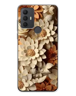 Чехол для TCL 306 с картинкой «Бежевый флористический декор»
