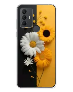 Чехол для TCL 306 с картинкой «Подсолнух и ромашка»