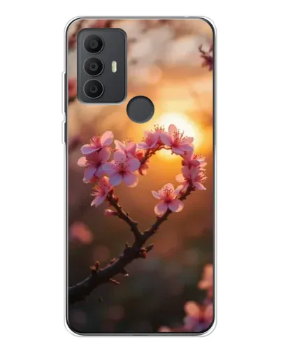 Чехол для TCL 306 с картинкой «Розовый цвет сердце на фоне заката» Чехол для TCL 306 с картинкой «Розовый цвет сердце на фоне заката»