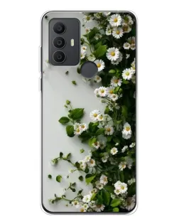 Чехол для TCL 306 с картинкой «Ветка мелких белых цветов»