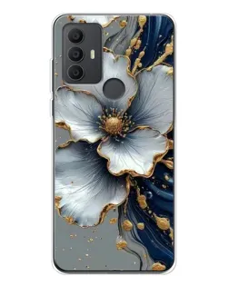 Чехол для TCL 306 с картинкой «Белый цветок и золотой флюид»