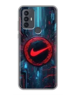 Чехол для TCL 30E с картинкой «Техногенный стиль Nike»